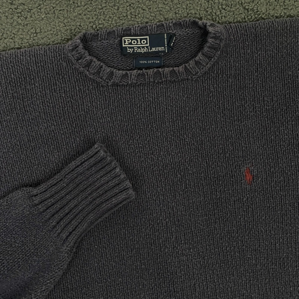 Polo Ralph Lauren Sweater Mens Large Pony Knit Cotton Crew Preppy Blue